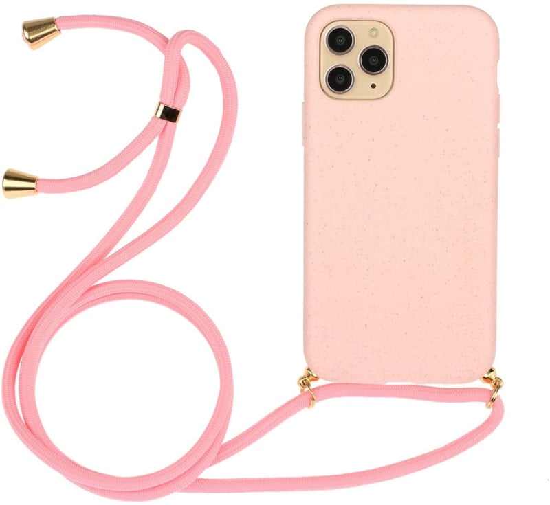 iPhone 15 Pro Crossbody TPU Hoesje met Koord Roze