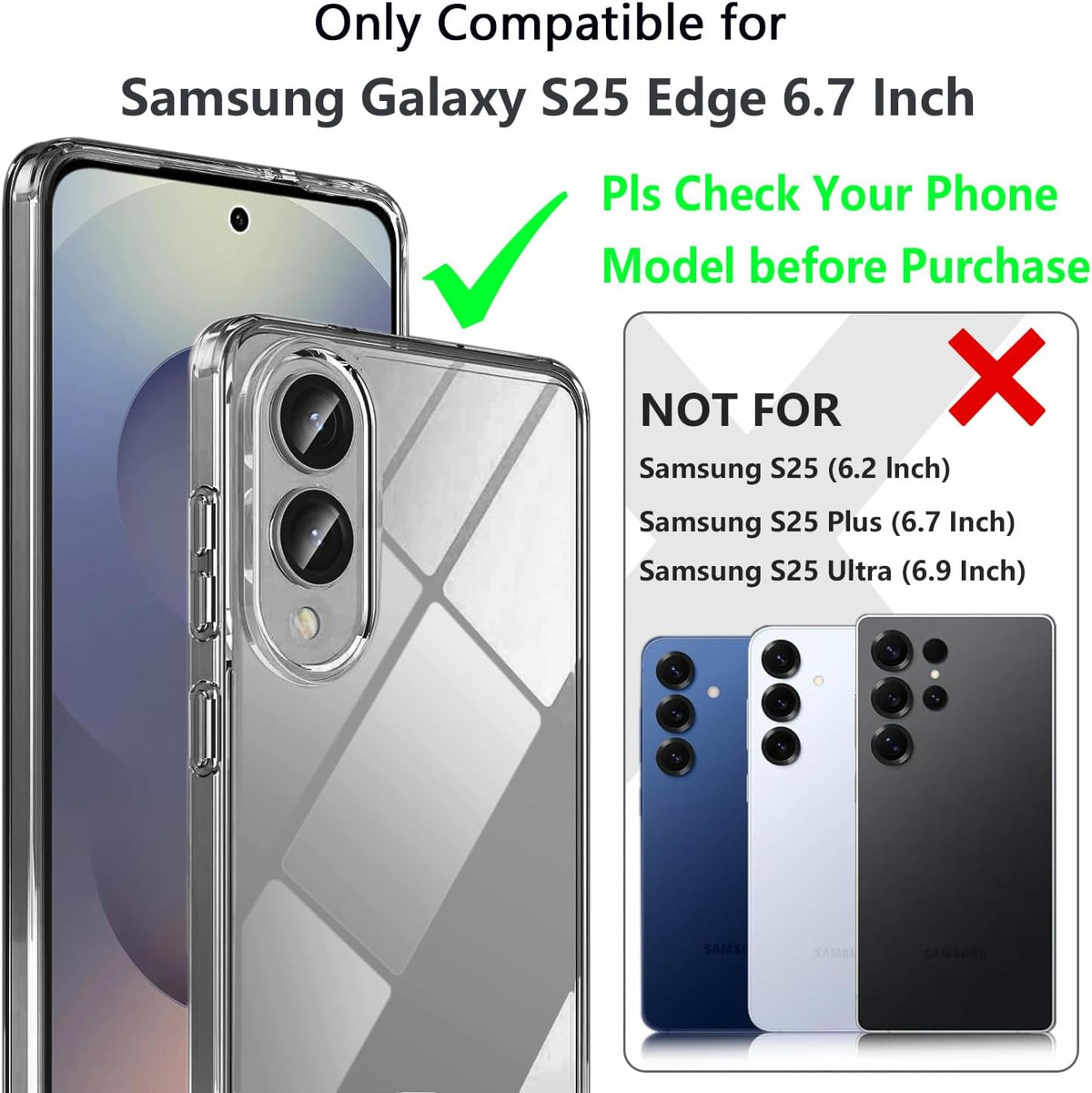 Galaxy S25 Edge 360° Ultra Clear Hybrid PC + TPU Hoesje
