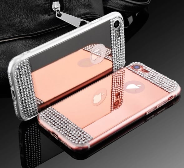 iPhone 7 / 8 / SE 2020-2022 Bling Spiegel Hoesje Met Strass-Steentjes
