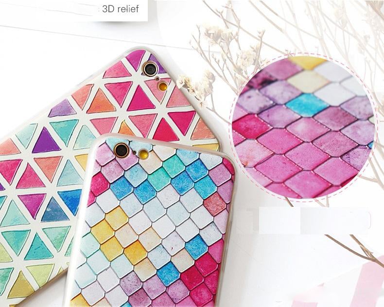iPhone 6 / 6S 3D Reliëf Hoesje Lichtgekleurde Ruiten