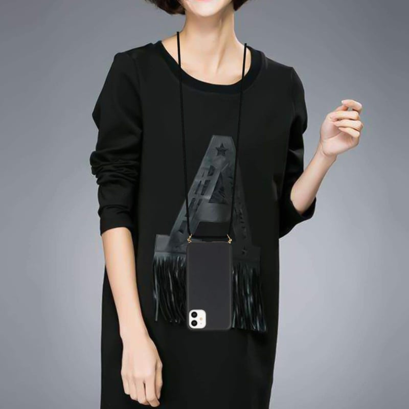 iPhone 11 Crossbody TPU Hoesje met Koord Zwart