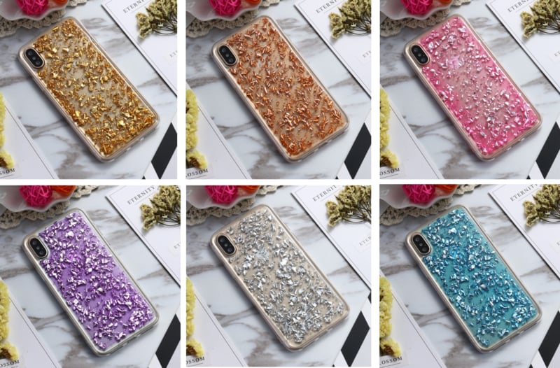 iPhone Xr TPU Bling Glitterhoesje Blad - Look