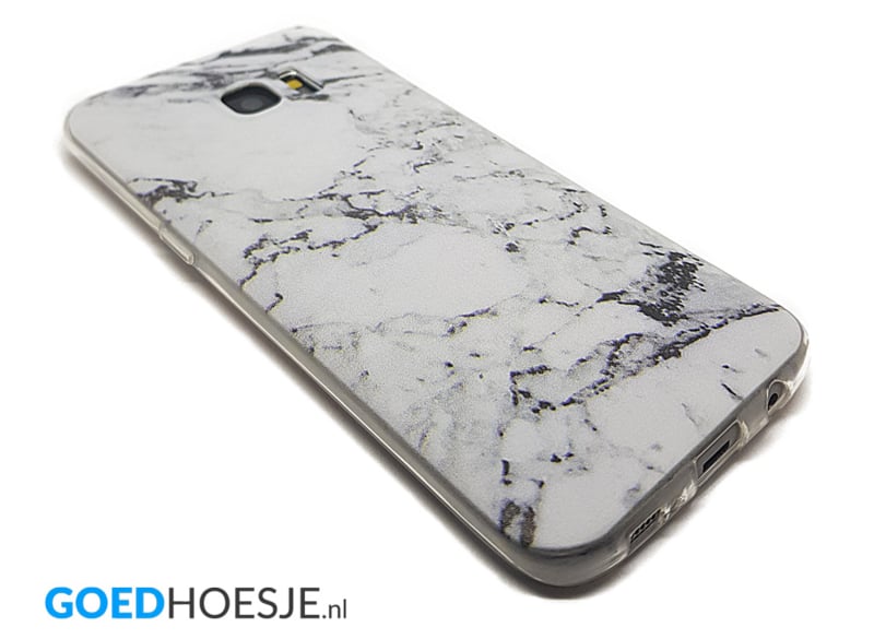 Galaxy S7 Edge Soft TPU Hoesje Marmer Design Zwart & Wit