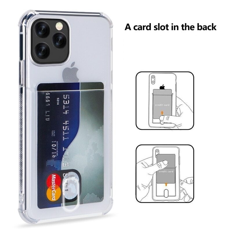 iPhone 15 Pro Transparant TPU Hoesje Met Card Slot - Pasjesvakje