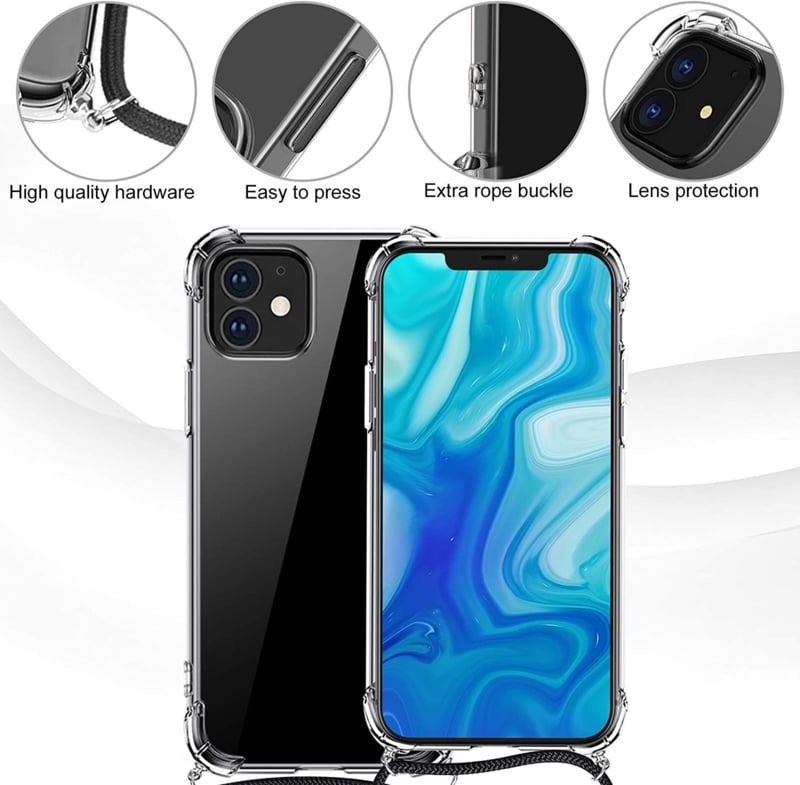 iPhone 13 Crossbody Transparant TPU Hoesje met Koord