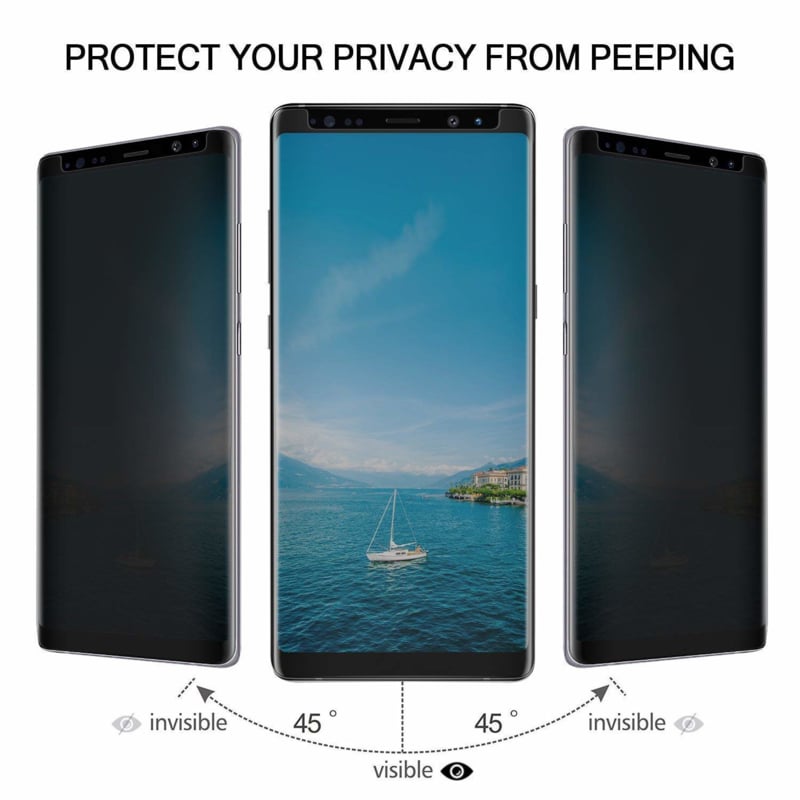 Galaxy Note 9 Privacy Case Friendly Tempered Glass Screen Protector