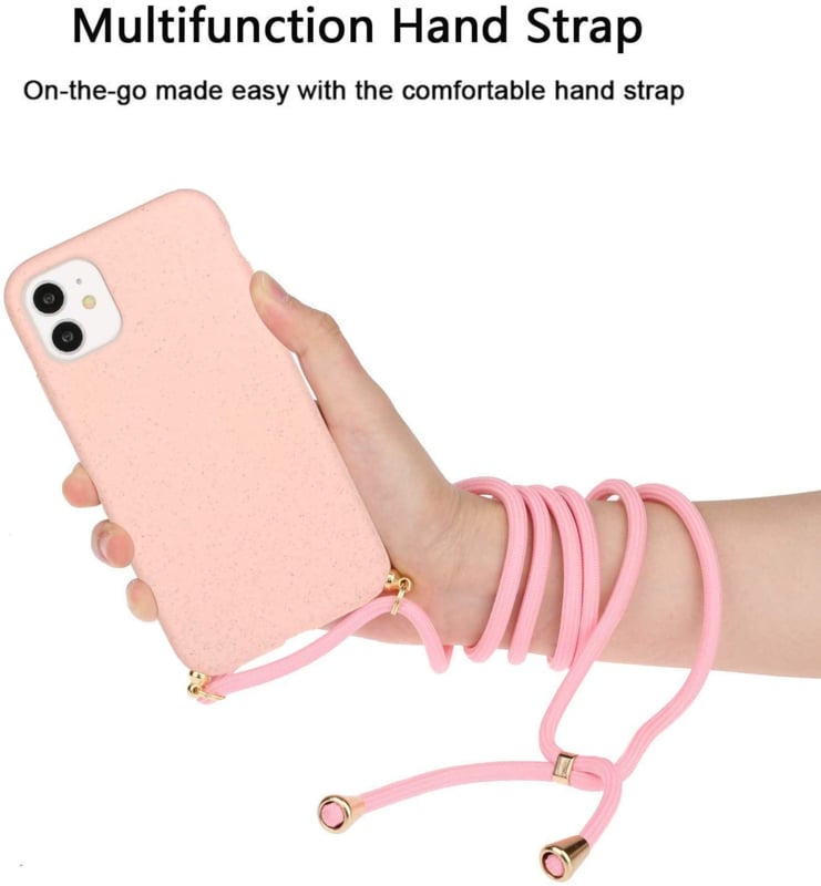 iPhone 13 Crossbody TPU Hoesje met Koord Roze