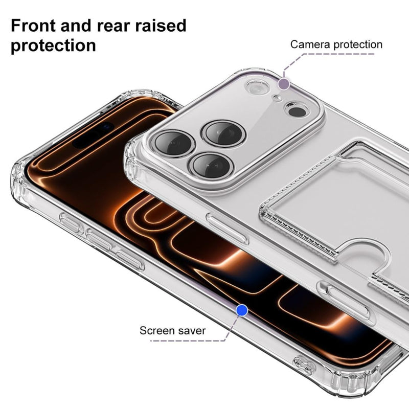 iPhone 17 Pro Max Transparant TPU Hoesje Met Card Slot - Pasjesvakje