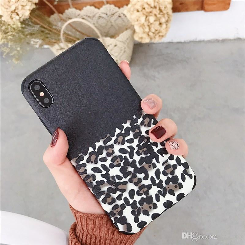 iPhone 6 Plus / 6S+ Soft TPU Hoesje Half Luipaard Print Structuur