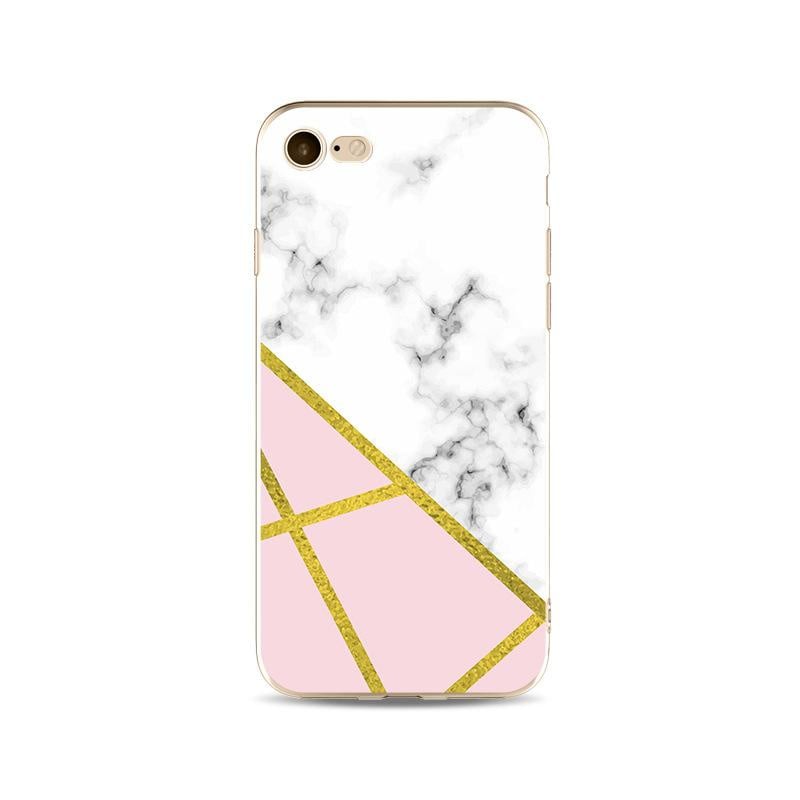 iPhone 6 / 6S Geometrisch TPU Hoesje Marmer Wit / Roze / Goud