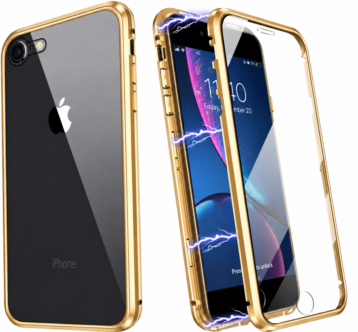 iPhone 7 / 8 / SE 2020-2022 360° Magnetisch Hoesje Dubbelzijdig Glas