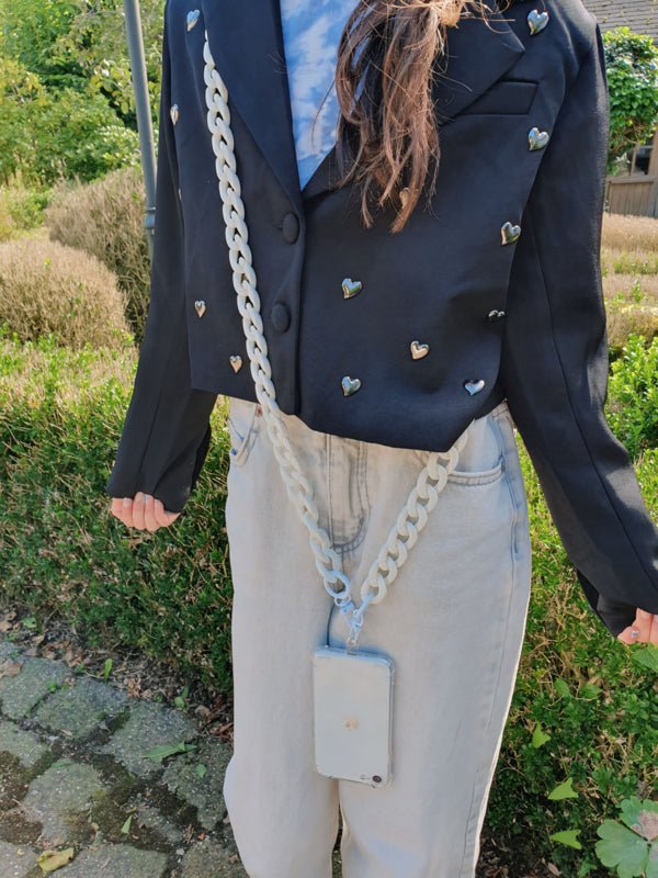 Universeel Beige / Wit Telefoonkoord / -Ketting Acryl