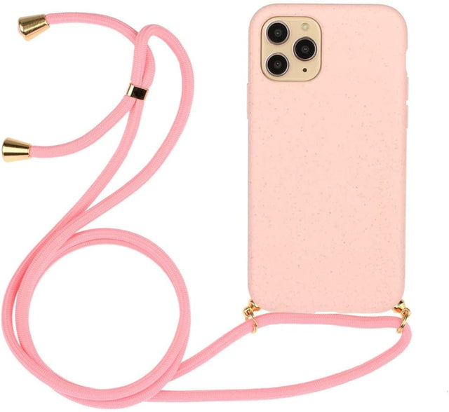 iPhone 15 Pro Crossbody TPU Hoesje met Koord Roze