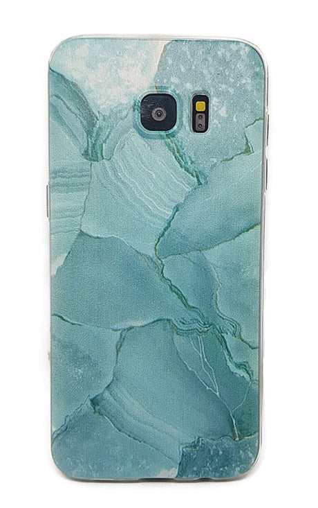 Galaxy S7 Edge Soft TPU Hoesje Marmer Design Azuurblauw