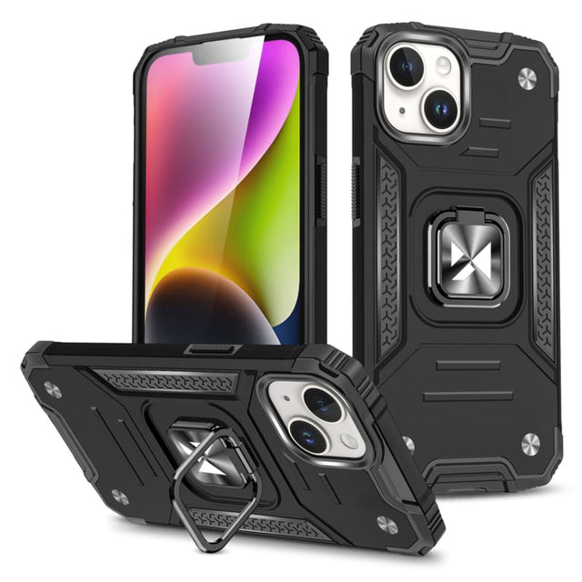 iPhone 15 Plus Ring Armor Case met Magneet Zwart