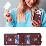 iPhone 17 Pro Hoesje met Pasjeshouder en Draagkoord Bordeaux Rood