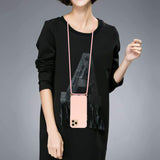 iPhone 12 / 12 Pro Crossbody TPU Hoesje met Koord Roze