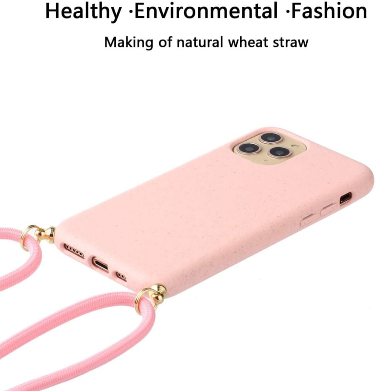 iPhone 15 Pro Crossbody TPU Hoesje met Koord Roze