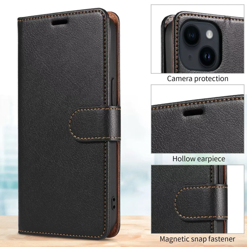 iPhone 16e Luxe Leren Bookcase - Portemonnee Hoesje