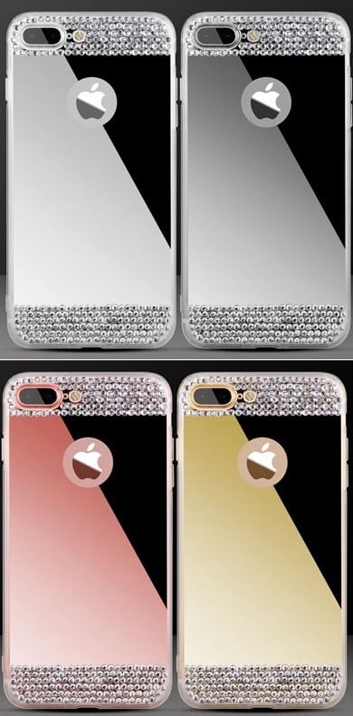 iPhone 7 Plus / 8 Plus Bling Spiegel Hoesje Met Strass-Steentjes