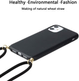 iPhone 16 Plus Crossbody TPU Hoesje met Koord Zwart