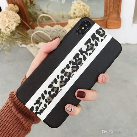 iPhone X / Xs Soft TPU Hoesje Half Luipaard Print Structuur