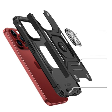 iPhone 15 Pro Ring Armor Case met Magneet Zwart