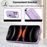 iPhone 17 Pro Hoesje met Pasjeshouder en Draagkoord Paars