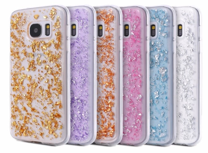 Galaxy S7 TPU Bling Glitterhoesje Blad - Look