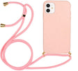 iPhone 14 / 16e Crossbody TPU Hoesje met Koord Roze
