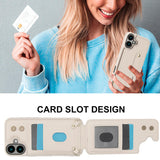 iPhone 16 Hoesje met Pasjeshouder en Draagkoord Beige/Wit