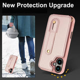 iPhone 16 Plus Hoesje met Pasjeshouder en Draagkoord Rosé Goud