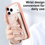 iPhone 17 Pro Hoesje met Pasjeshouder en Draagkoord Rosé Goud