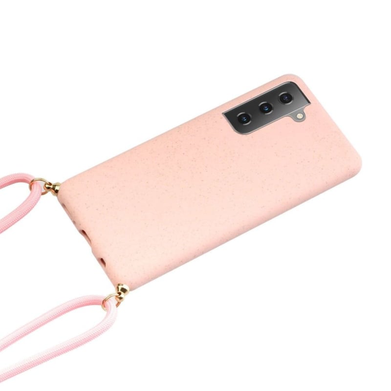 Galaxy S22 Crossbody TPU Hoesje met Koord Roze