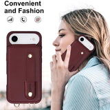 iPhone 17 Air Hoesje met Pasjeshouder en Draagkoord Bordeaux Rood