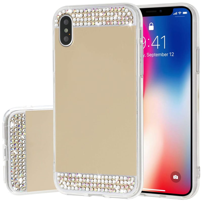 iPhone Xr Bling Spiegel Hoesje Met Strass-Steentjes