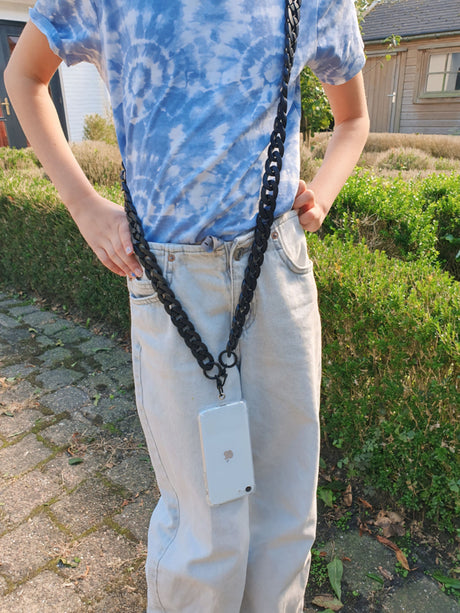 Universeel Zwart Telefoonkoord / -Ketting Acryl