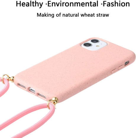 iPhone 13 Crossbody TPU Hoesje met Koord Roze