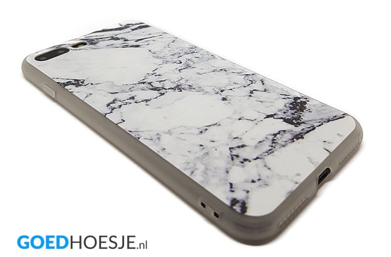 iPhone 7 Plus / 8 Plus Soft TPU Hoesje Marmer Zwart & Wit
