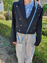 Universeel Lichtblauw Telefoonkoord Gevlochten Stof