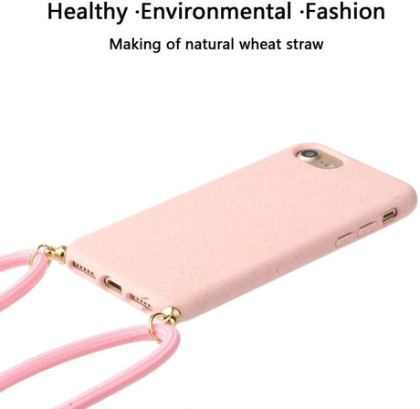 iPhone 7 / 8 / SE 2020-2022 Crossbody TPU Hoesje met Koord Roze