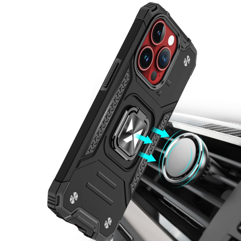 iPhone 15 Pro Max Ring Armor Case met Magneet Zwart