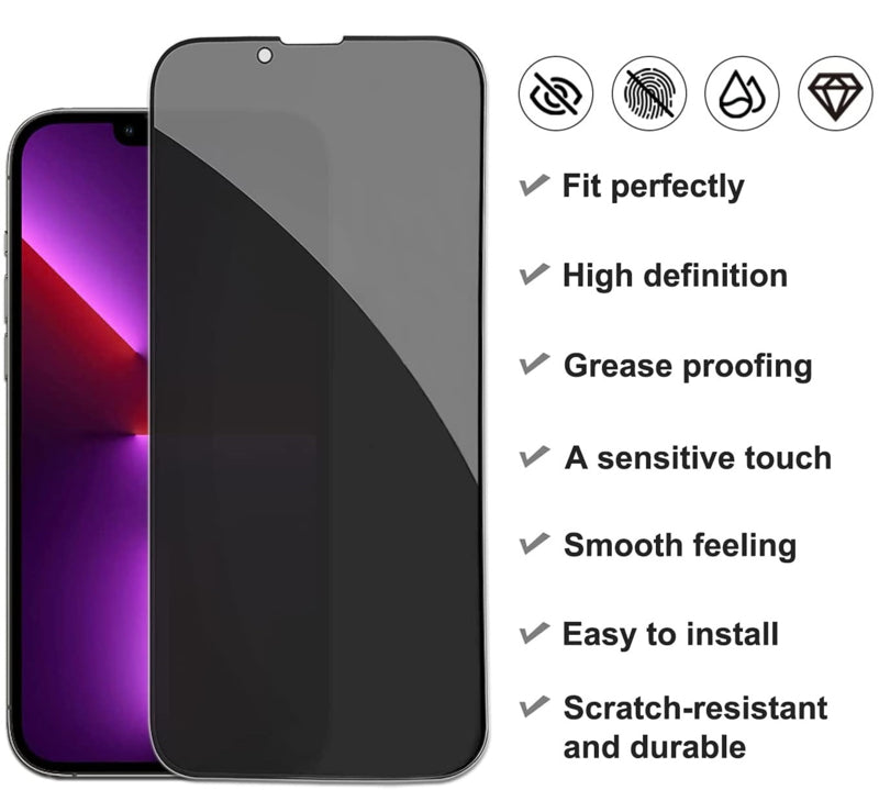 iPhone 14 / 16e Full Cover Privacy Tempered Glass Screen Protector
