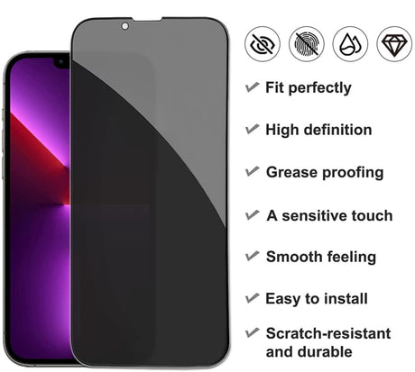 iPhone 14 / 16e Full Cover Privacy Tempered Glass Screen Protector