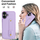 iPhone 17 Hoesje met Pasjeshouder en Draagkoord Paars