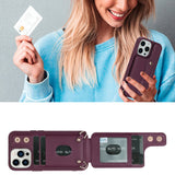 iPhone 16 Pro Max Hoesje met Pasjeshouder en Draagkoord Bordeaux Rood