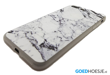 iPhone 7 Plus / 8 Plus Soft TPU Hoesje Marmer Zwart & Wit