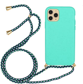 iPhone 14 Pro Crossbody TPU Hoesje met Koord Mint