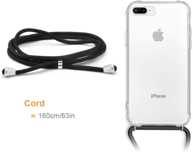 iPhone 7 Plus / 8 Plus Transparant TPU Hoesje met Koord Crossbody