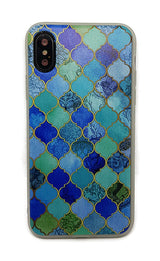 iPhone X / Xs Soft TPU Hoesje Marmer Design Mozaïek Ruiten